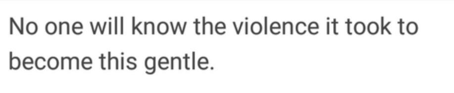 no one will know the violence it took to become this gentle.